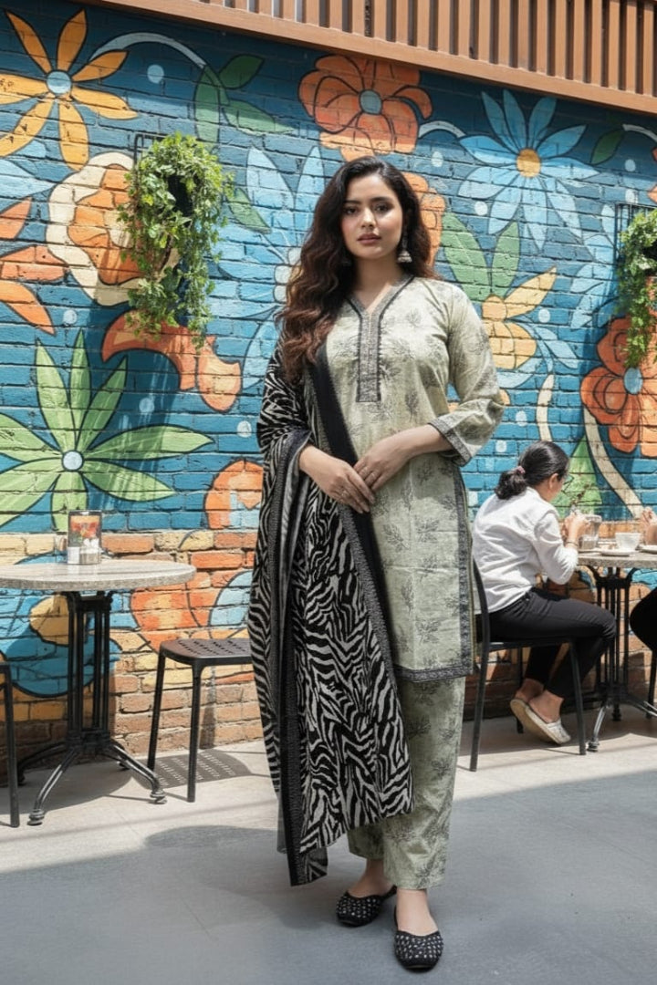 Winter Luxe Stitched – ZR2802 Printed Khaddar 3PC Suit with Khaddar Dupatta